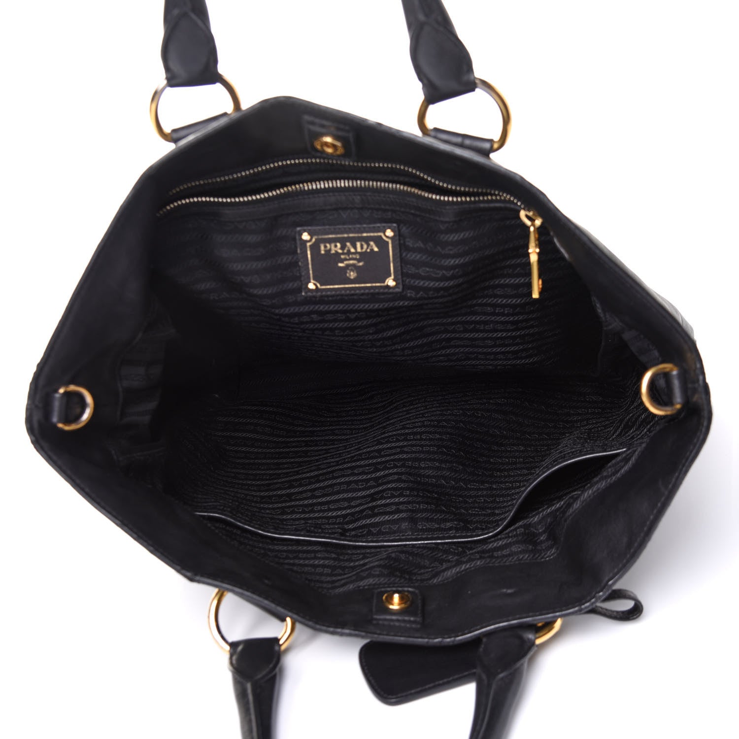 Prada Soft Calf Shopping Tote Black 4 of 12