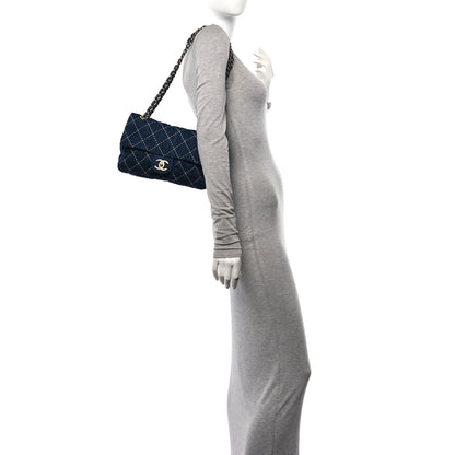 Chanel Denim Quilted Medium Denim Trip Single Flap Blue 2 of 13