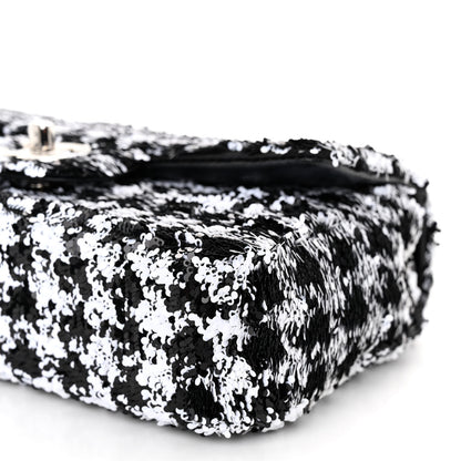 Chanel Sequin Mini Houndstooth Rectangular Flap Black White 10 of 11