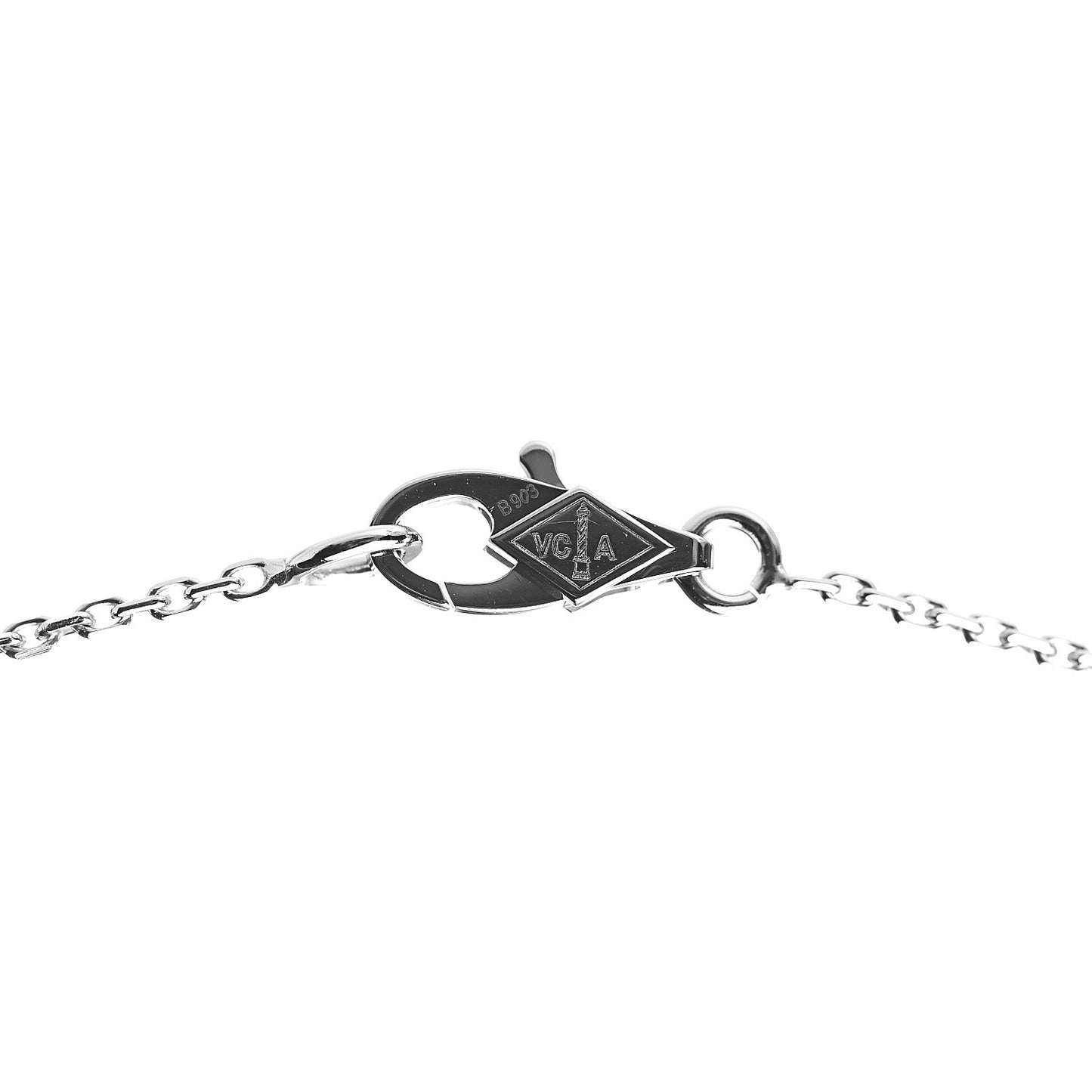 18K White Gold Diamond Sweet Alhambra Pendant Necklace