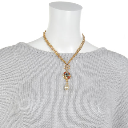 Chanel Jeweled Pearl CC Logo Drop Necklace Gold 2 of 7