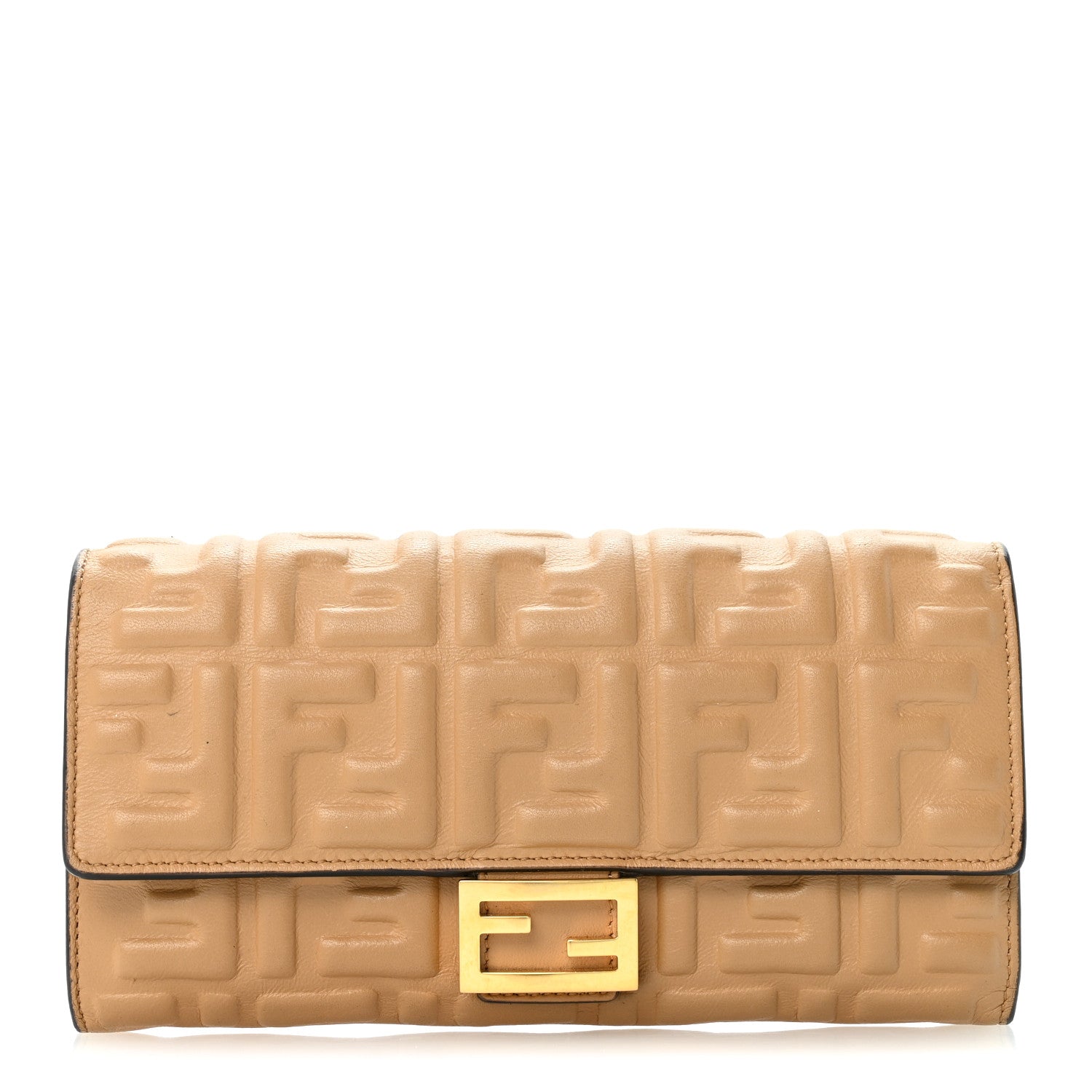 Fendi Nappa Matisse FF Embossed Continental Wallet Miele Scuro 1 of 10