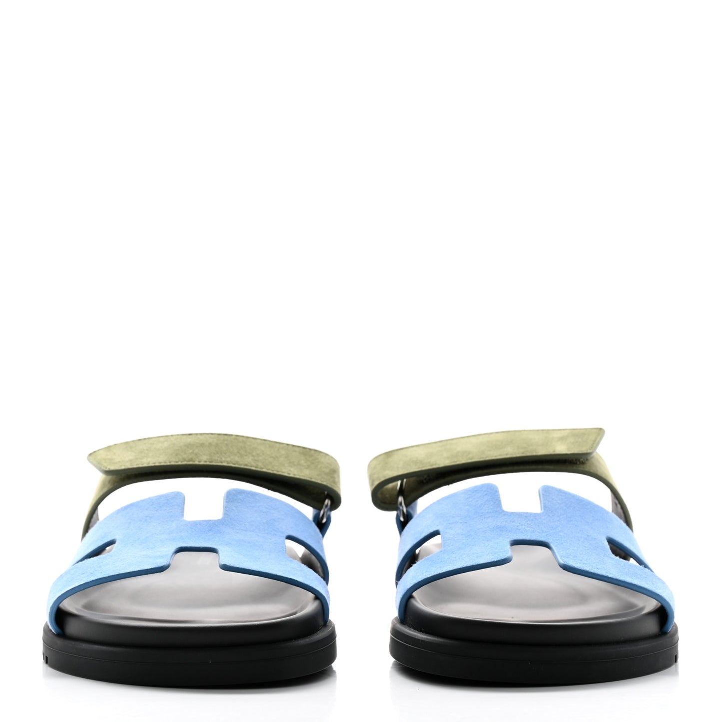 Suede Goatskin Womens Chypre Sandals 37 Bleu Cameo Vert
