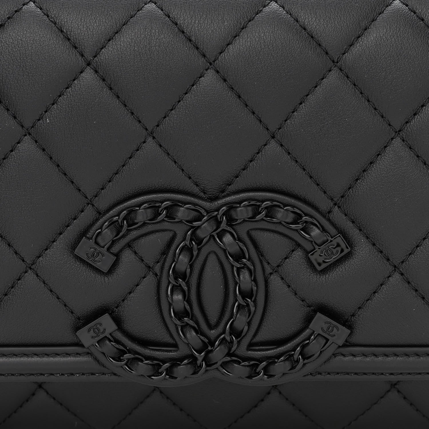 Chanel Lambskin Quilted Small CC Filigree Flap Black 8 of 11