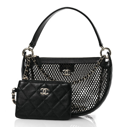 Chanel Mesh Shiny Lambskin Chain Hobo Black 2 of 16