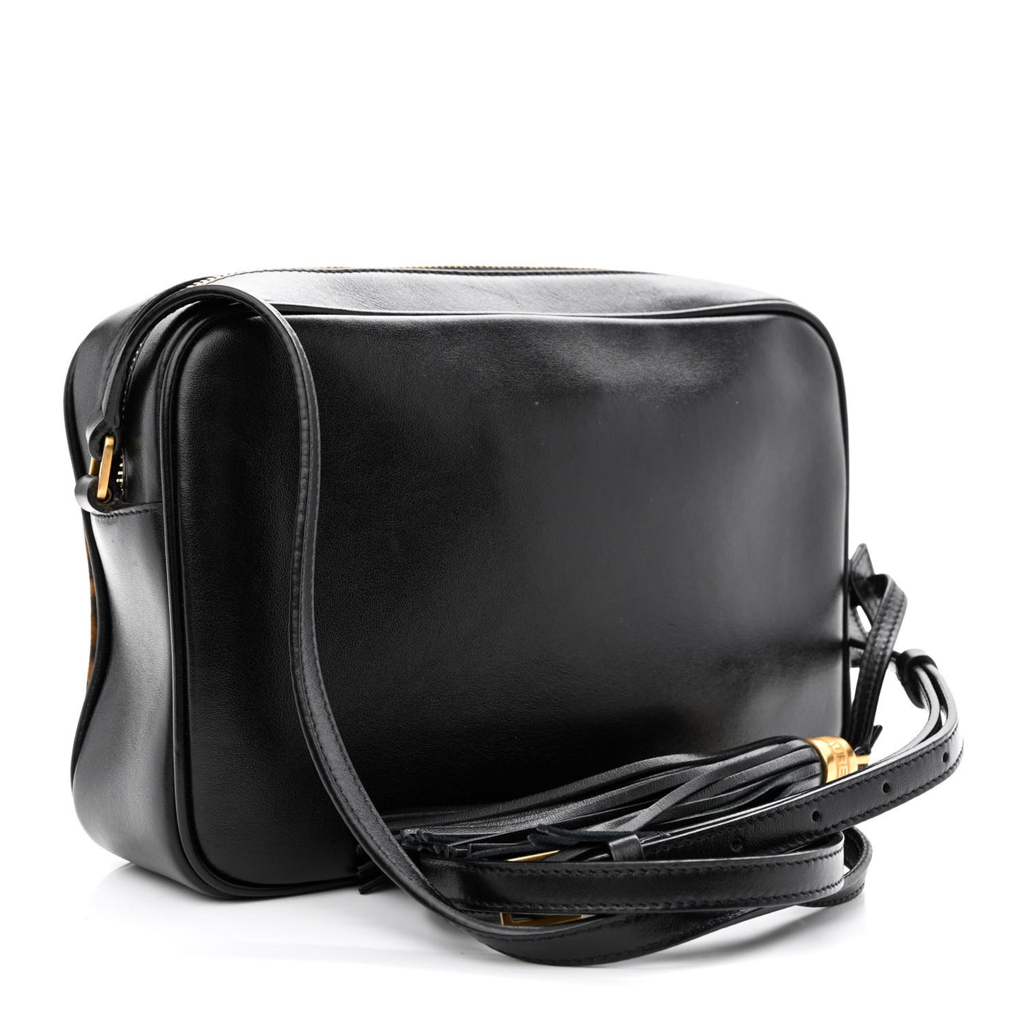 Calfskin Leopard Print Monogram Lou Camera Bag Black