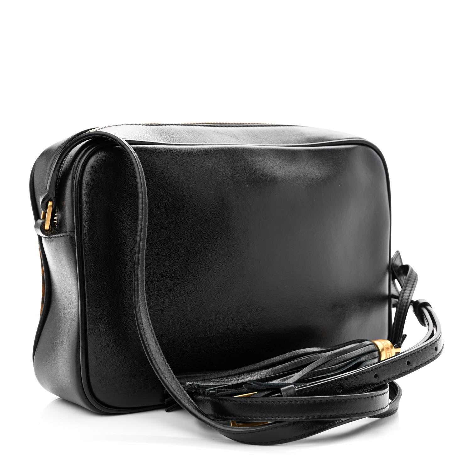 Saint Laurent Calfskin Leopard Print Monogram Lou Camera Bag Black 3 of 12