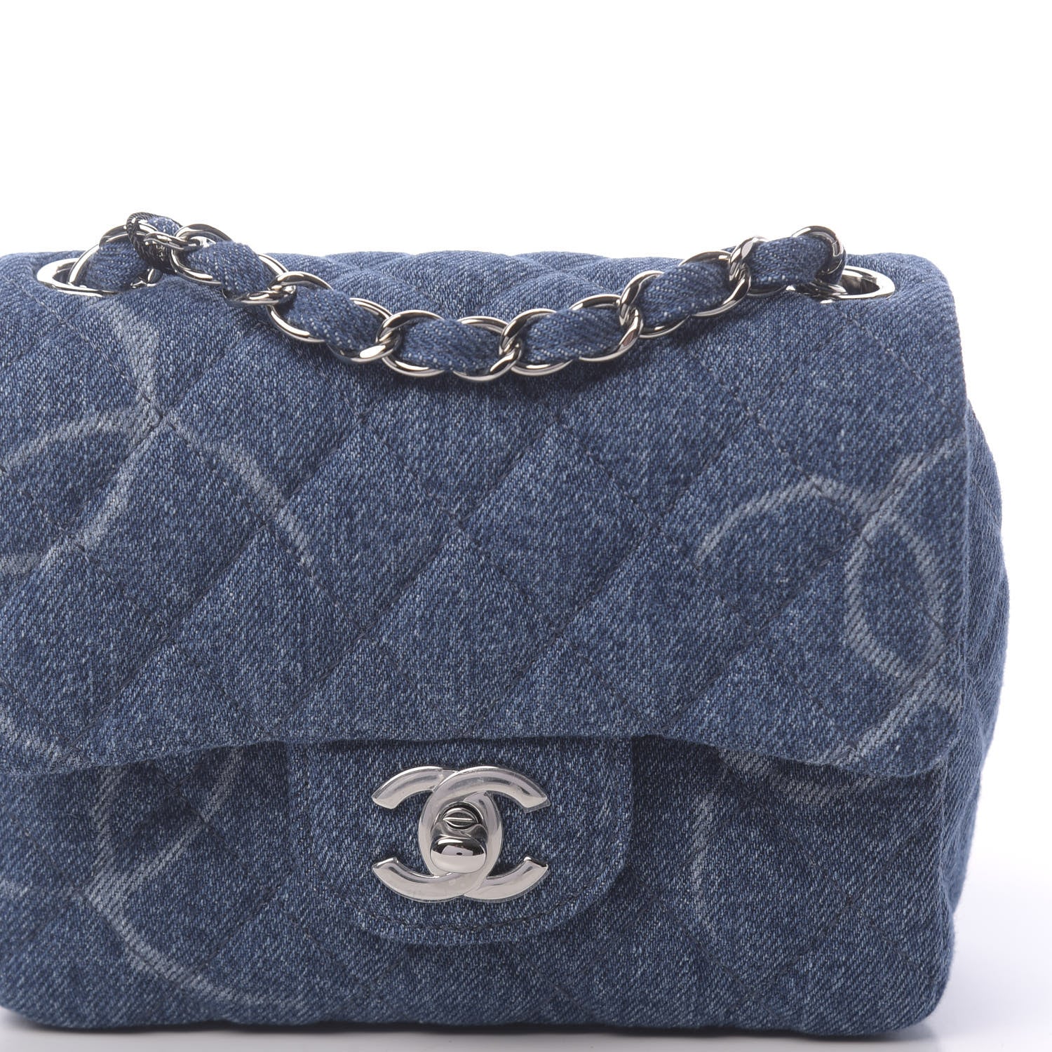 Chanel Denim CC Quilted Mini Square Flap Blue 10 of 11