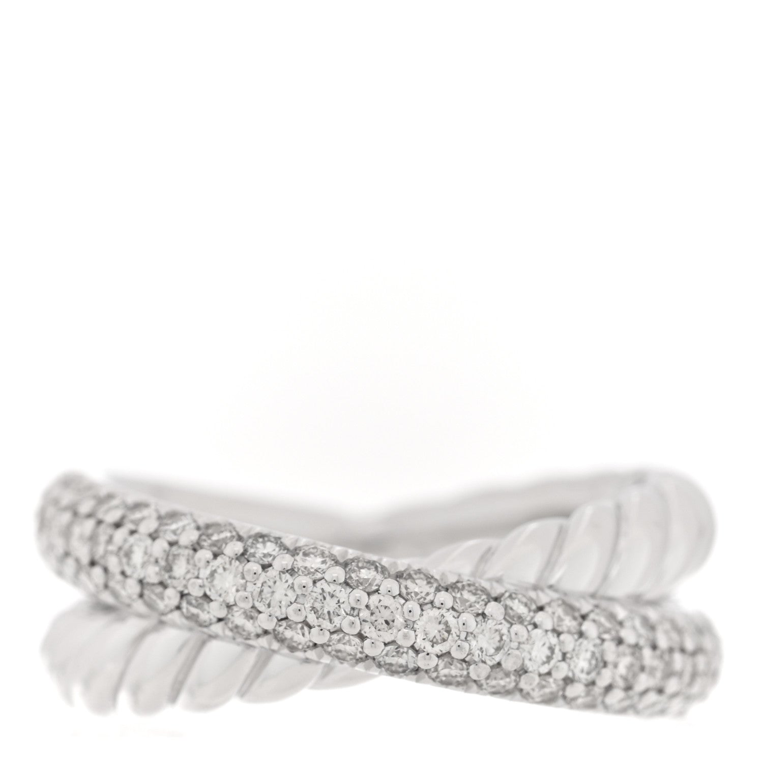 David Yurman Sterling Silver Diamond 7.4mm Crossover Two Row Ring 50 5.25 1 of 4