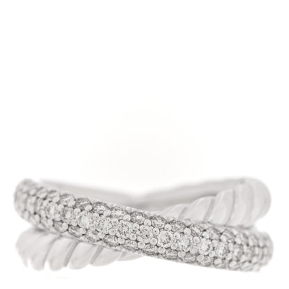 David Yurman Sterling Silver Diamond 7.4mm Crossover Two Row Ring 50 5.25 1 of 4