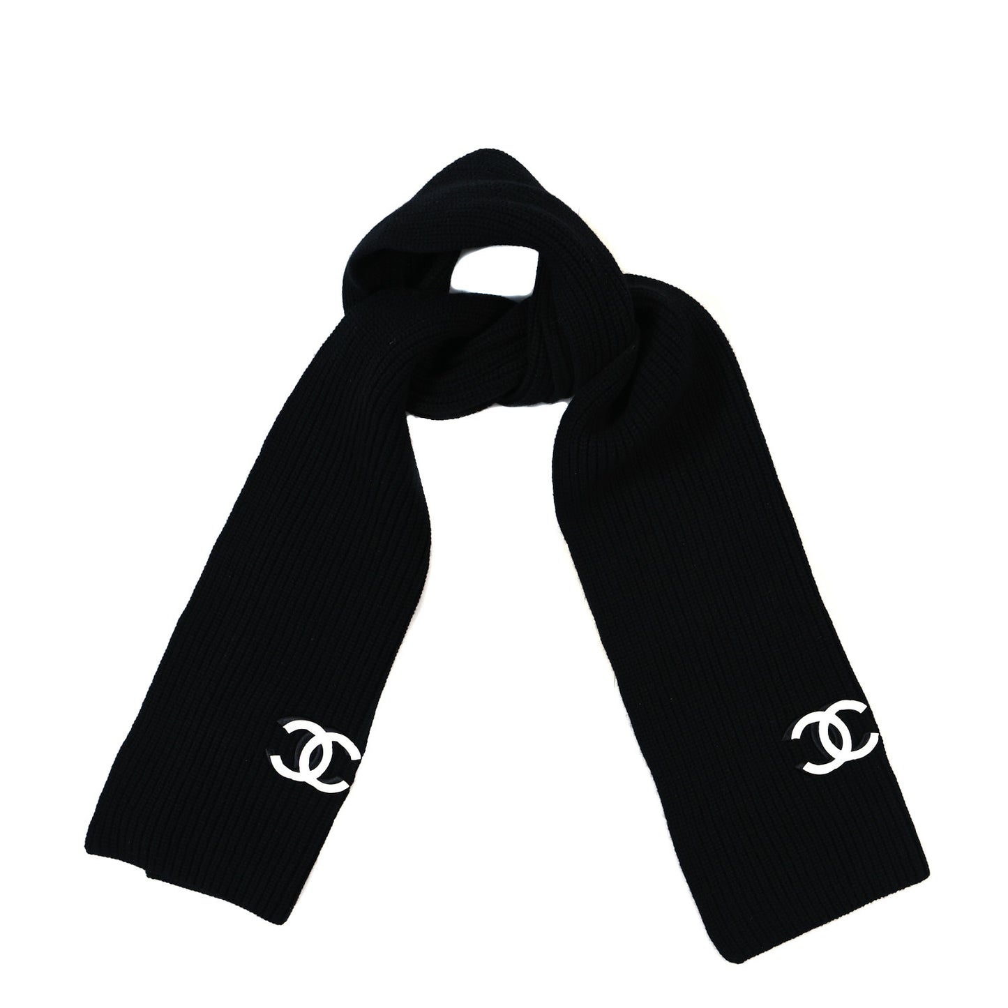 Wool Cashmere CC Scarf Black White