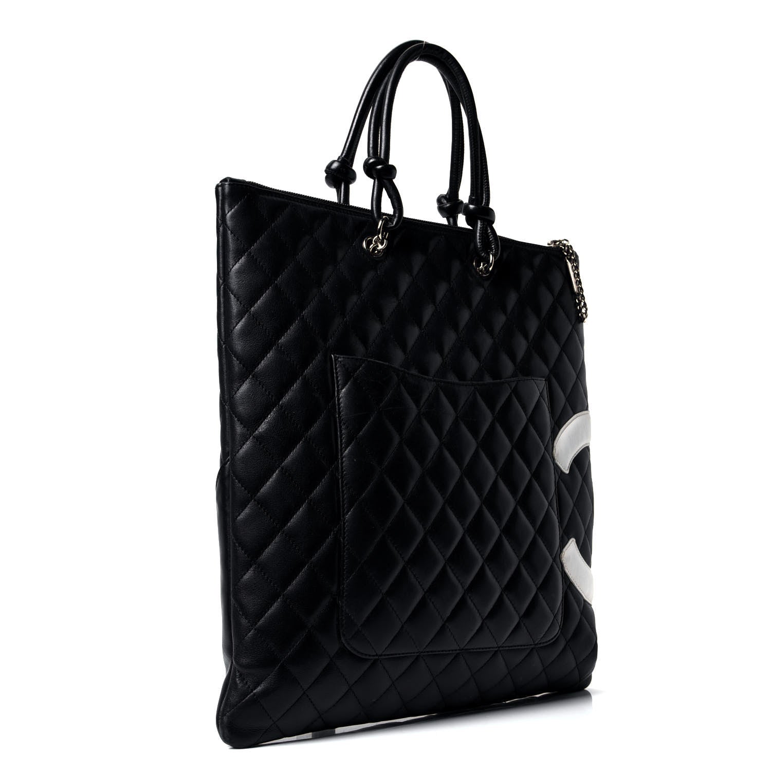 Chanel Calfskin Cambon Flat Tote Black White 2 of 4