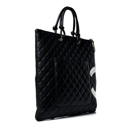Chanel Calfskin Cambon Flat Tote Black White 2 of 4