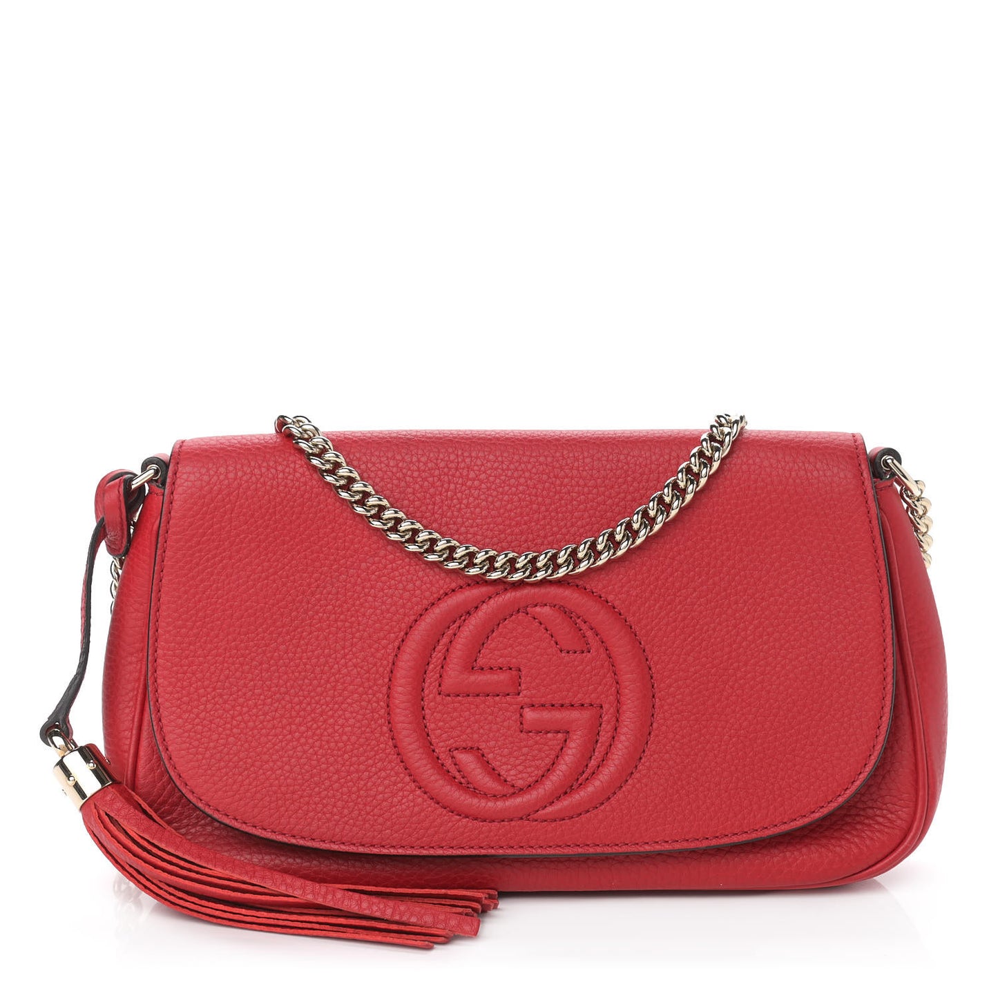 Pebbled Calfskin Medium Soho Flap Crossbody Tabasco Red