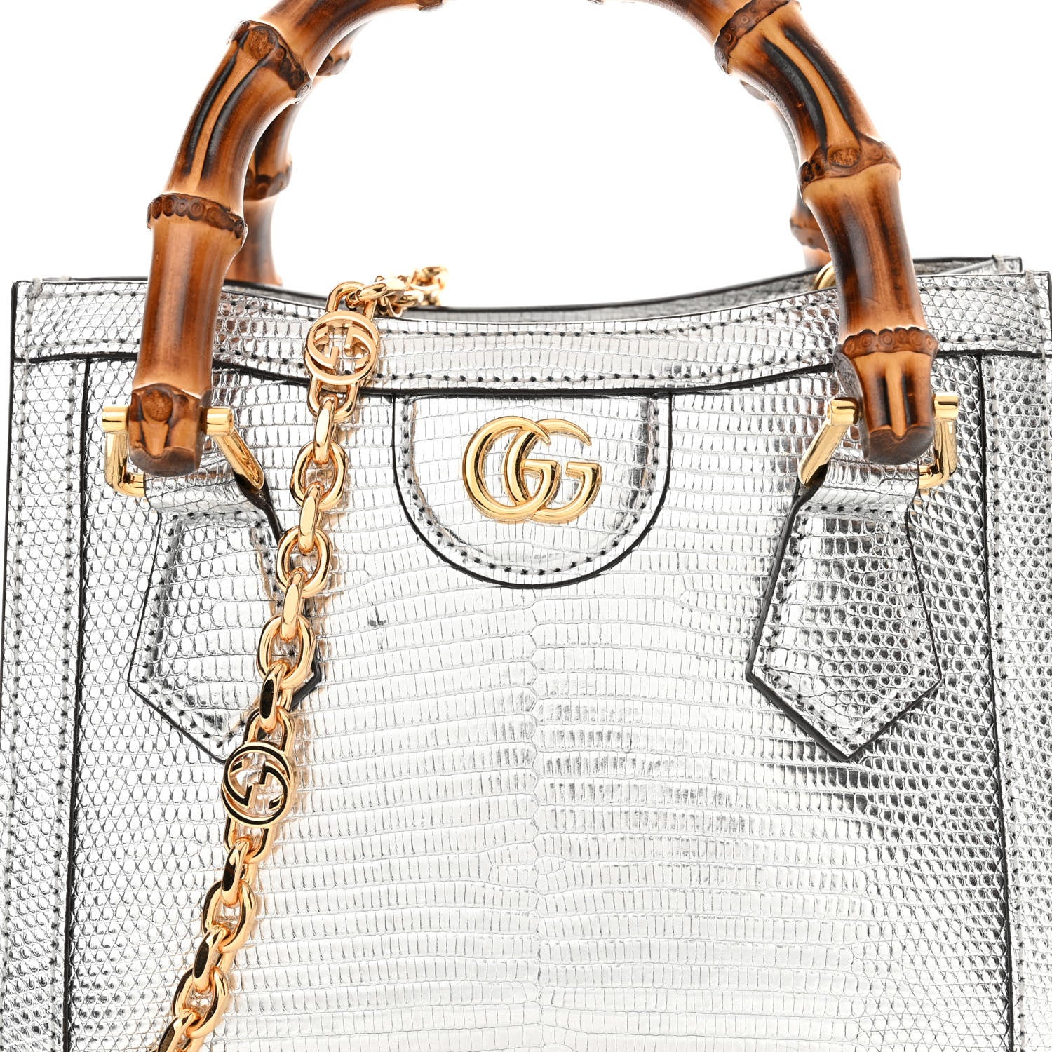 Gucci Lizard Mini Diana Tote Bag Silver 7 of 11