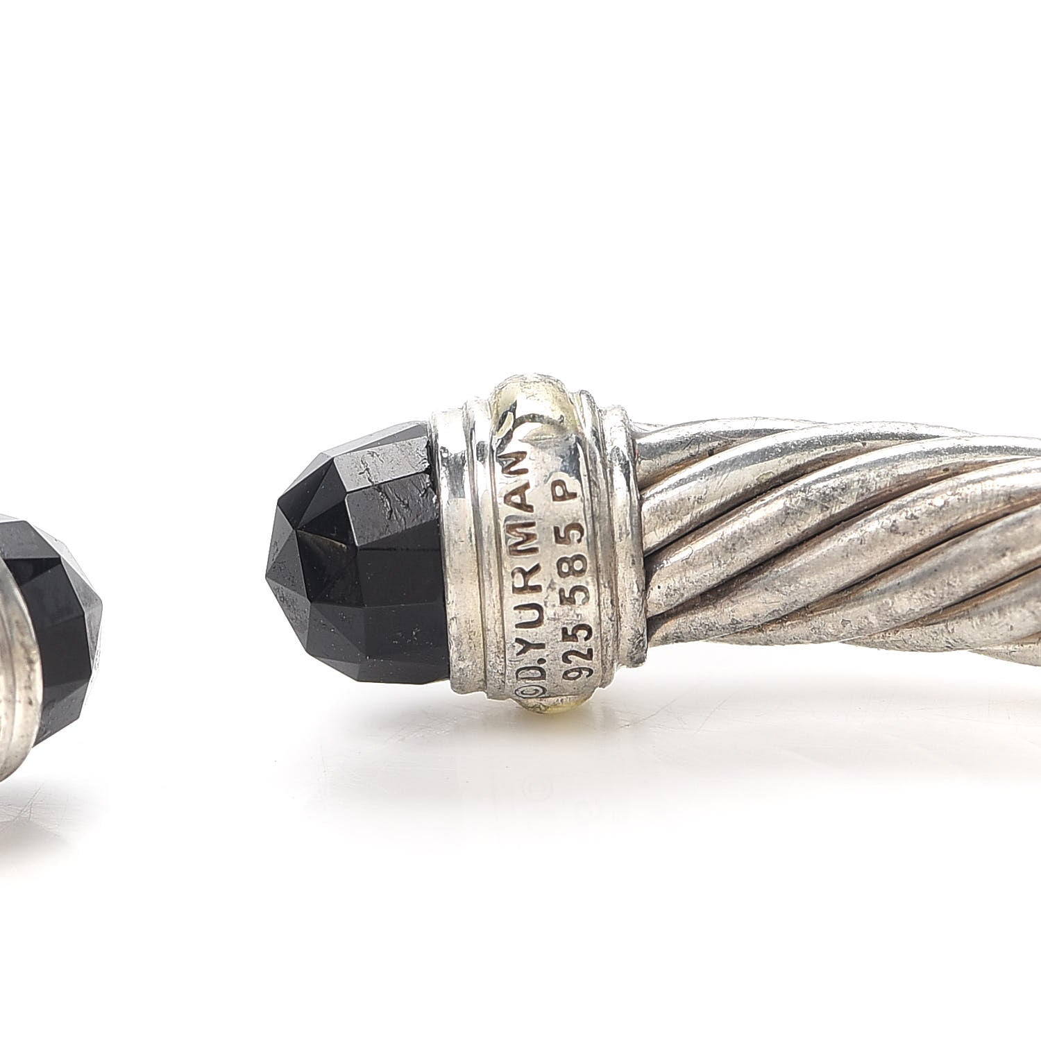 David Yurman Sterling Silver 14K Yellow Gold Black Onyx 7mm Cable Classics Bracelet 5 of 5
