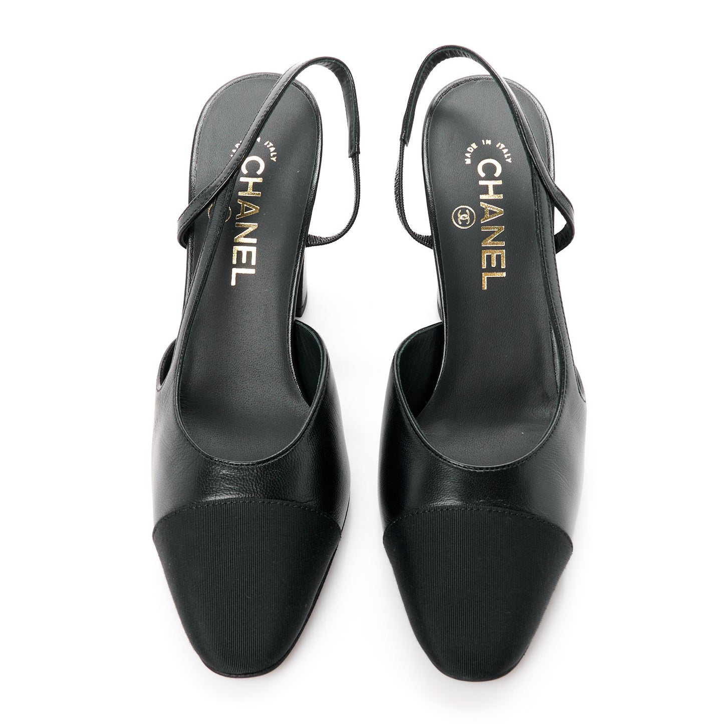 Lambskin Grosgrain Cap Toe CC Slingback Pumps 39 Black