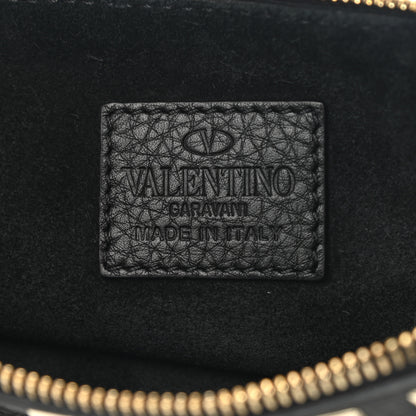 Valentino Garavani Pebbled Calfskin Large Rockstud Zip Pouch Black 6 of 7