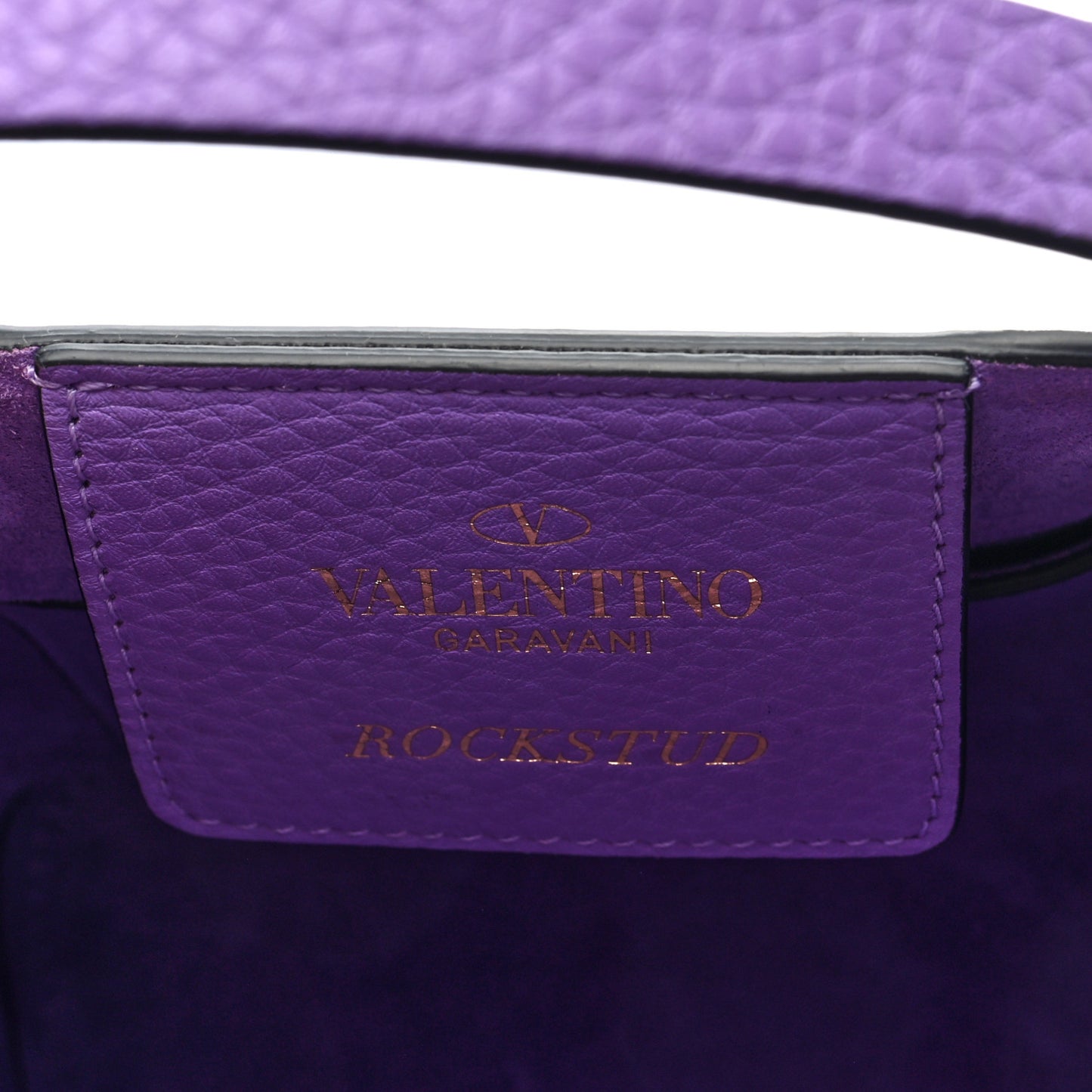 Pebbled Calfskin Small Rockstud Crossbody Tote Purple