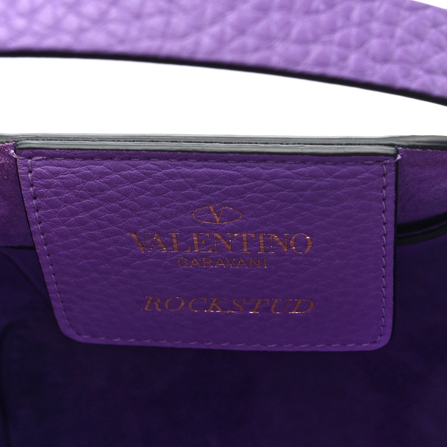 Valentino Garavani Pebbled Calfskin Small Rockstud Crossbody Tote Purple 6 of 9
