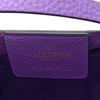 Valentino Garavani Pebbled Calfskin Small Rockstud Crossbody Tote Purple 6 of 9