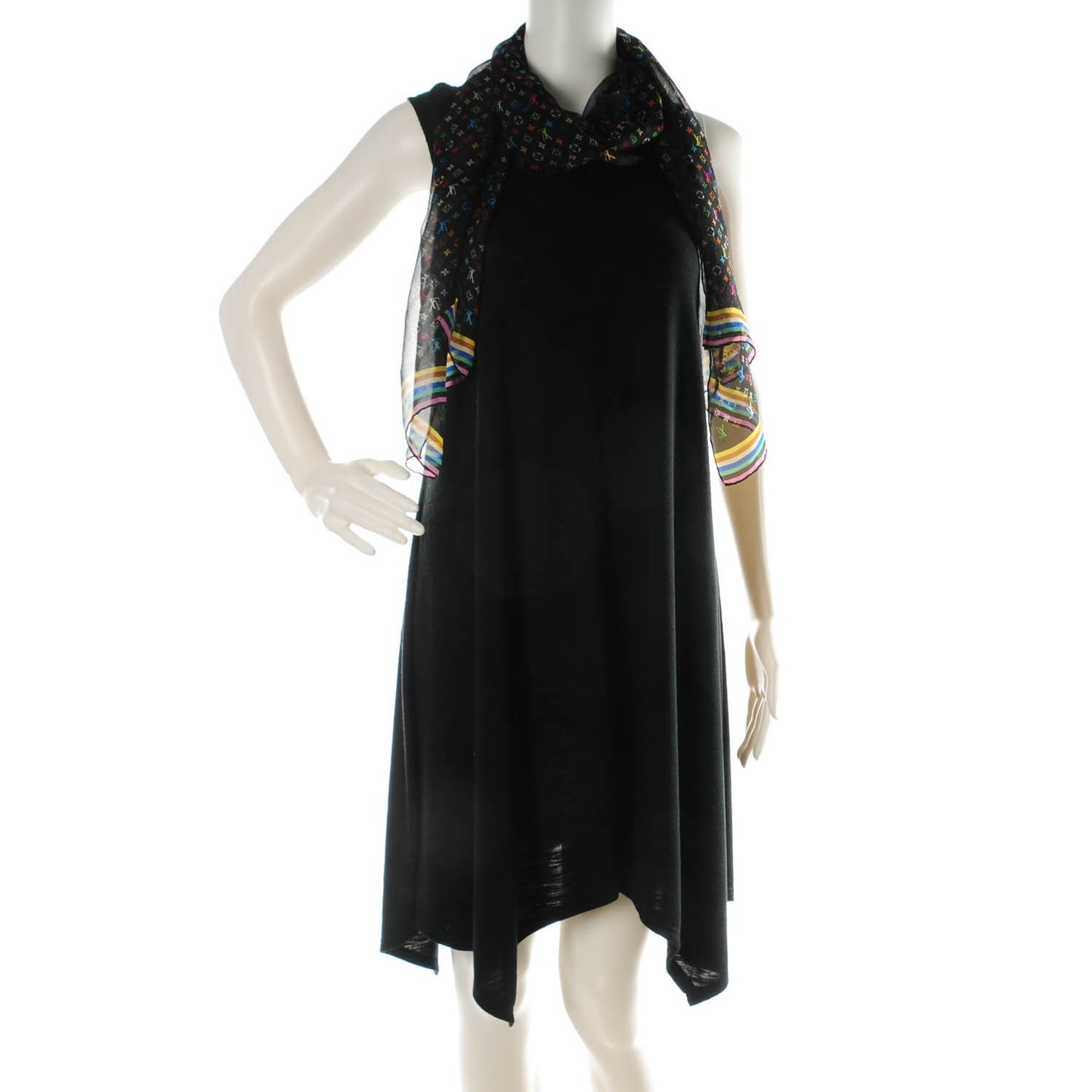 Silk Multicolor Scarf Black