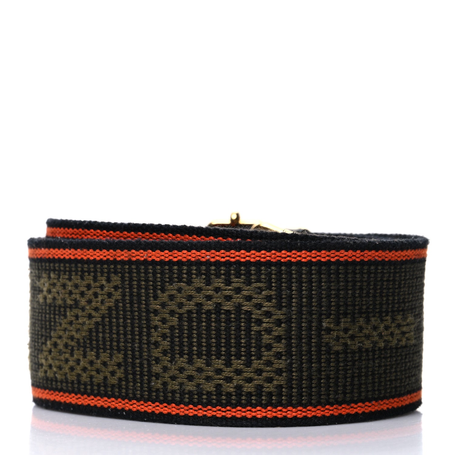 Fendi Cannete Ribbon Poly Vitello Century Logo Adjustable Strap You Green Red 2 of 5