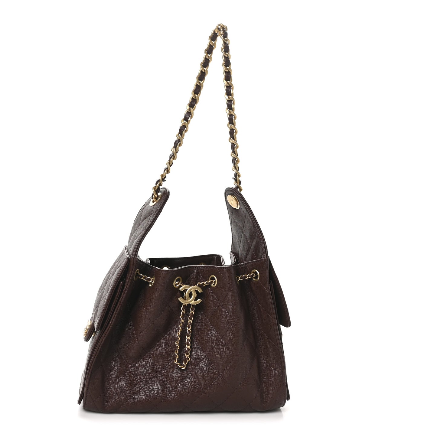 Caviar Quilted Small Chanel 25 Handbag Dark Brown