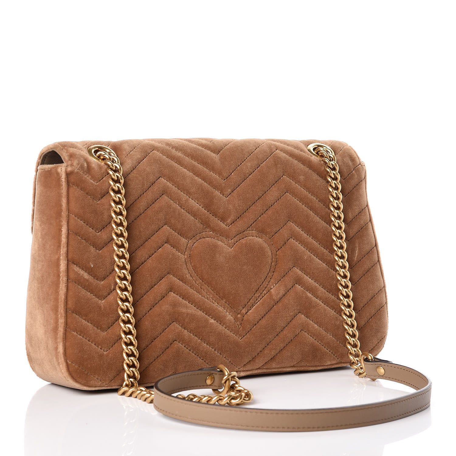 Gucci Velvet Matelasse Medium GG Marmont Shoulder Bag Taupe 3 of 10