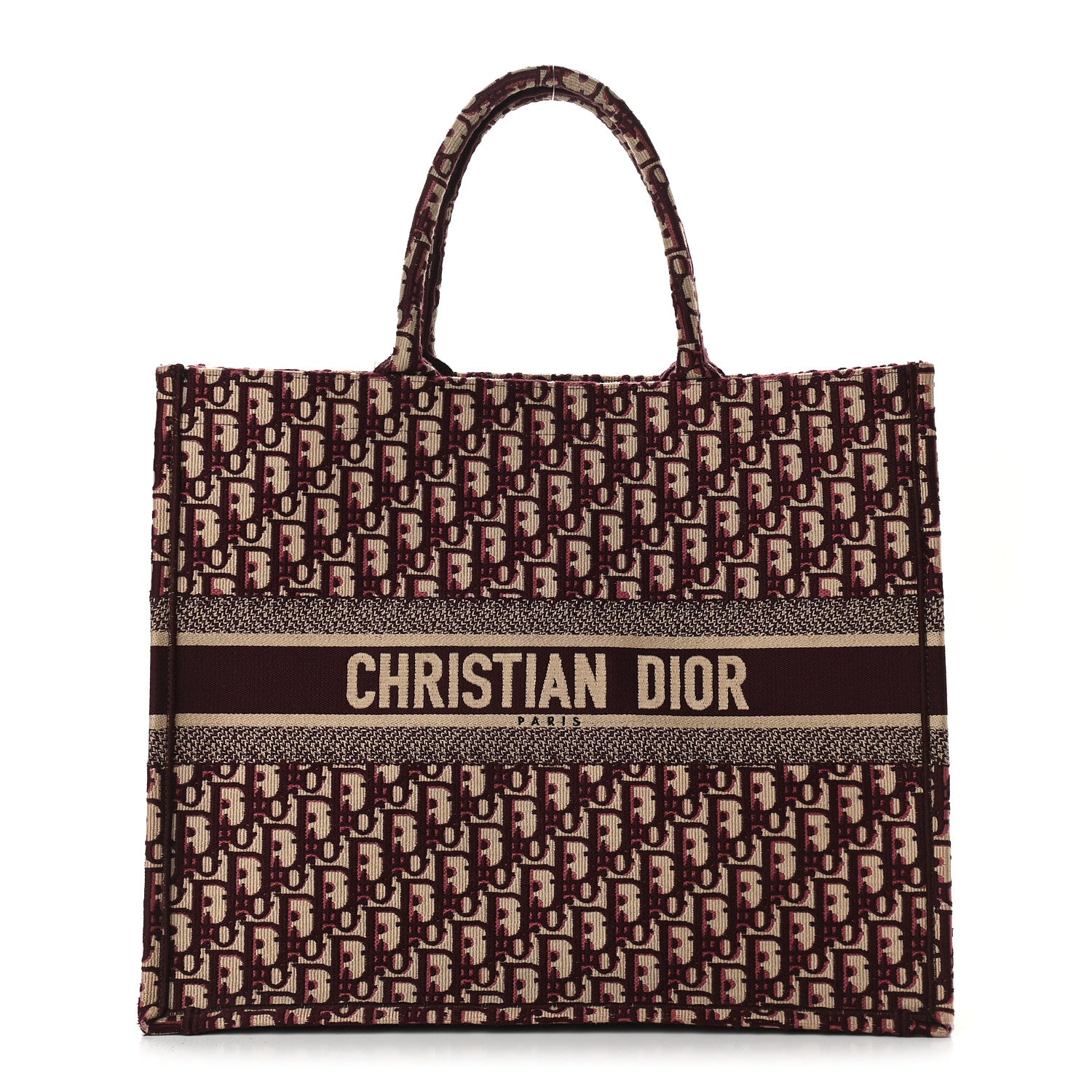 Christian Dior Oblique Large Book Tote Burgundy Multicolor 1 of 12