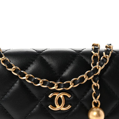 Chanel Lambskin Quilted Pearl Crush Clutch With Chain Black 8 of 10