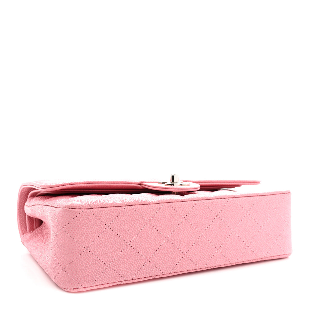 Caviar Quilted Medium Double Flap Pink