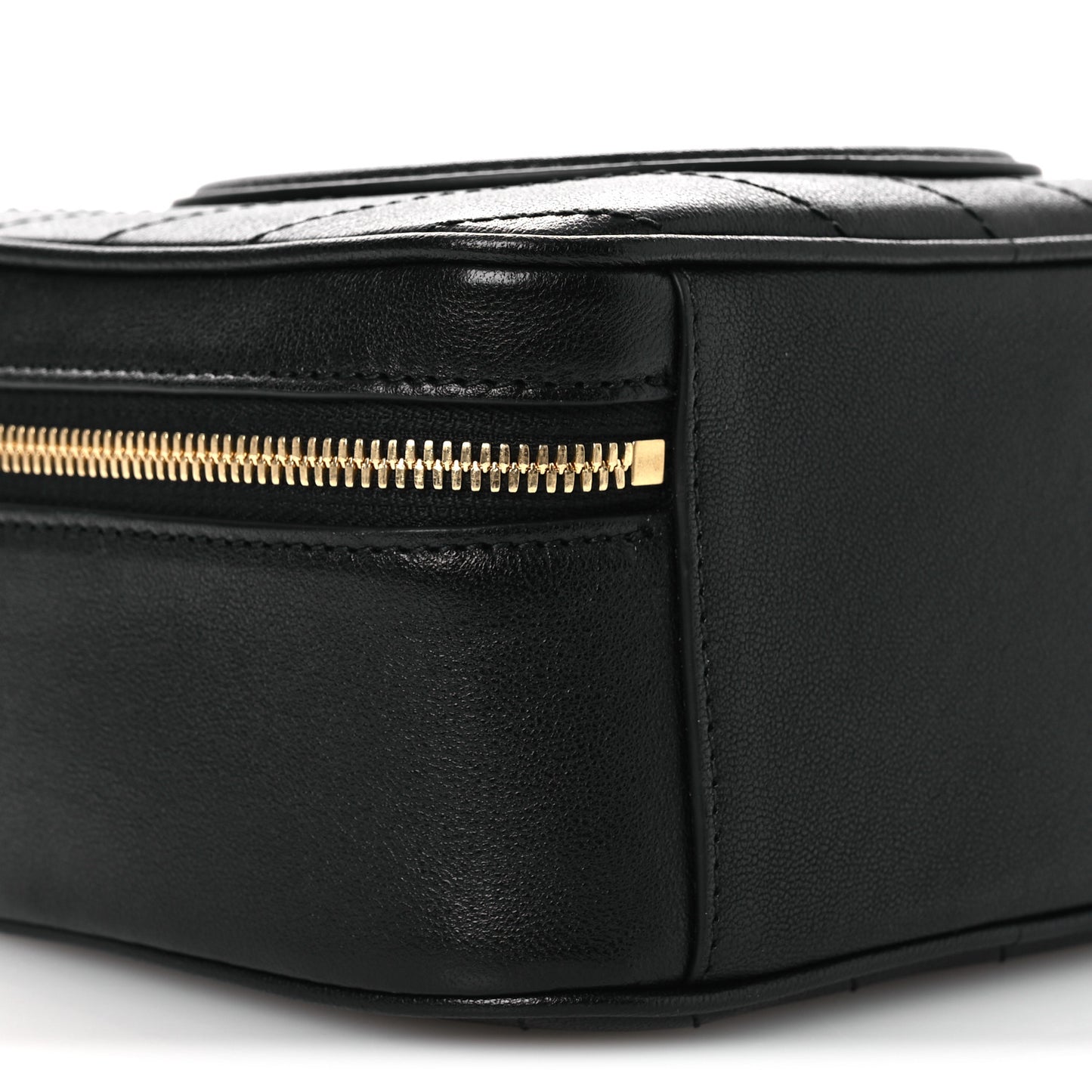 Sakai Be Green Calfskin Diagonal Stitched Blondie Top Handle Bag Black