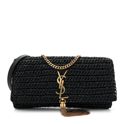 Saint Laurent Raffia Monogram Tassel Kate 99 Black 1 of 11