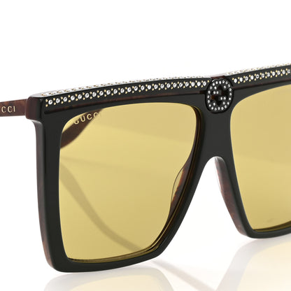 Gucci Crystal Square Frame GG Sunglasses GG0733S Green Brown 8 of 11