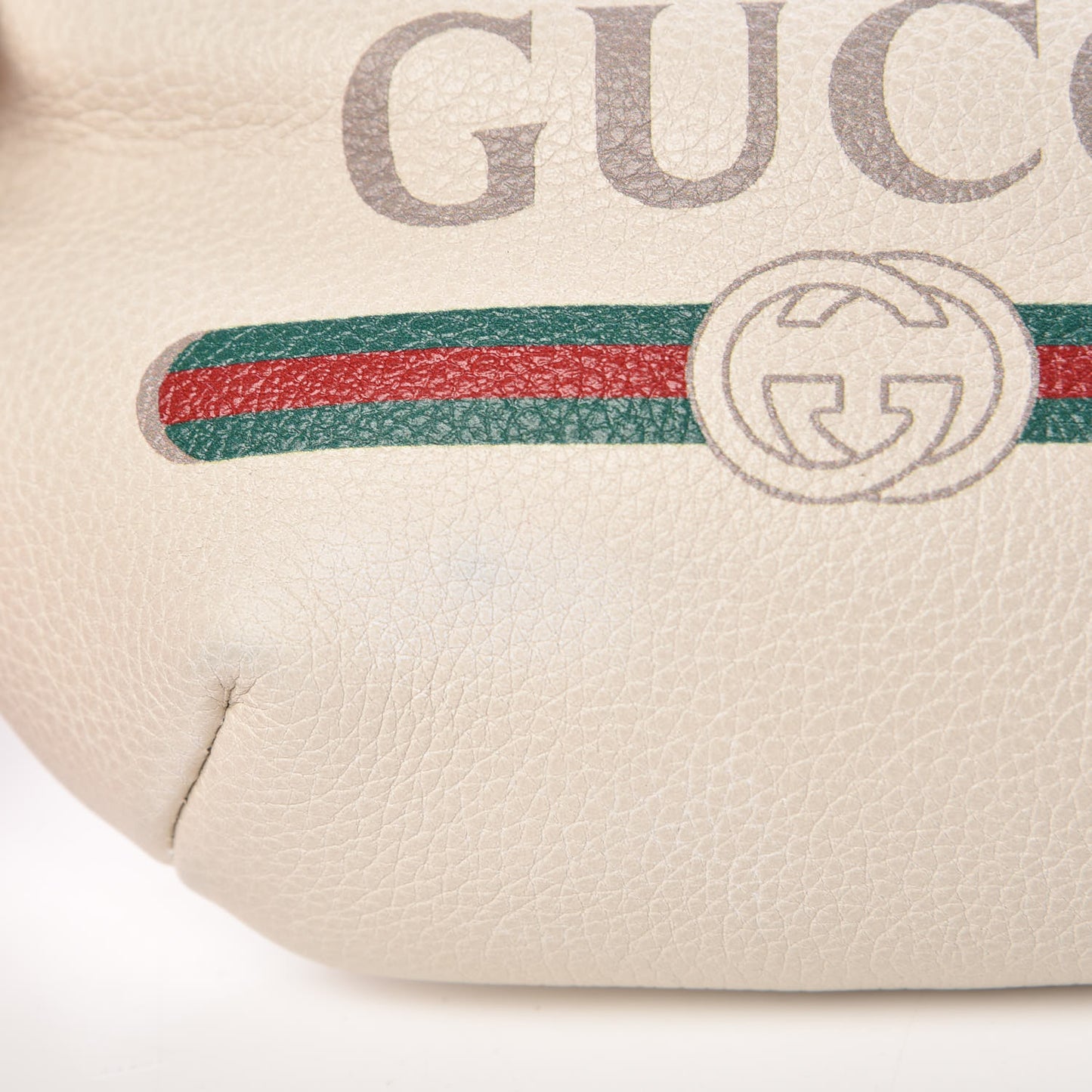 Grained Calfskin Small Logo Belt Bag White