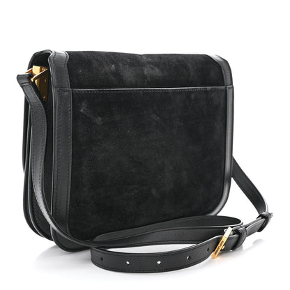 Saint Laurent Suede Smooth Calfskin Monogram Medium Solferino Soft Satchel Black 3 of 16