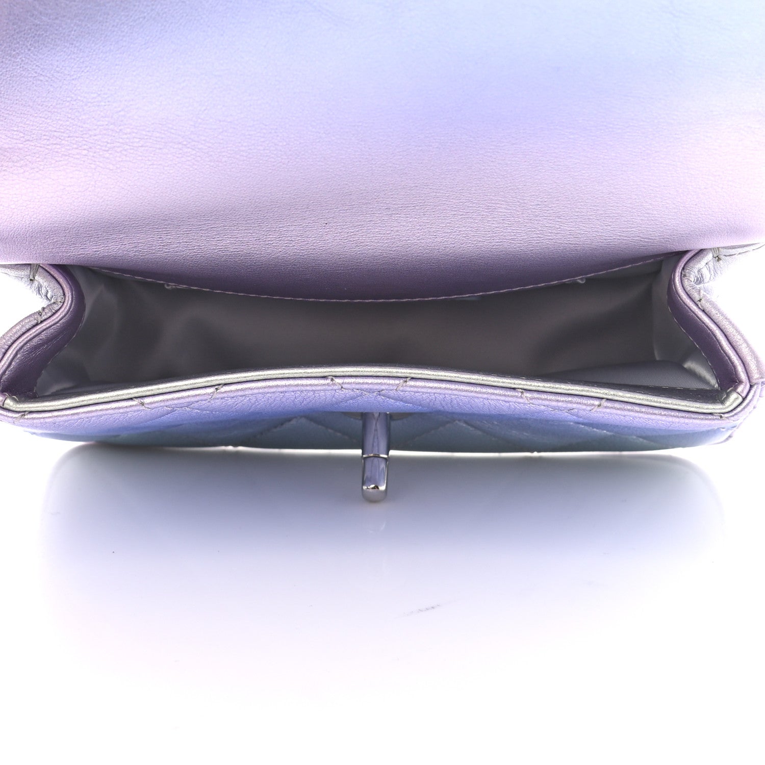 Chanel Gradient Metallic Calfskin Quilted Clutch Silver Blue Yellow Purple 5 of 7