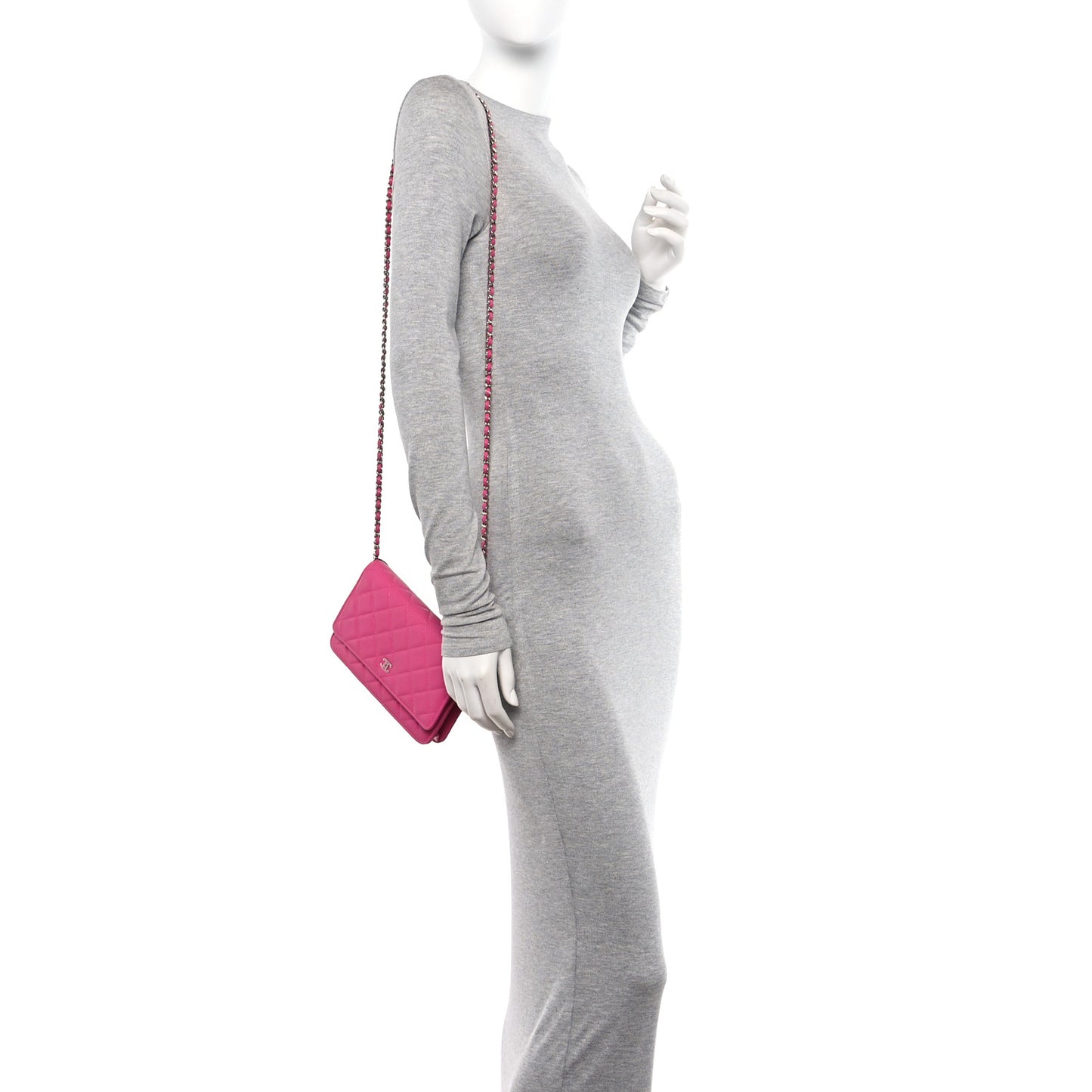 Caviar Enamel Quilted Wallet On Chain WOC Rose