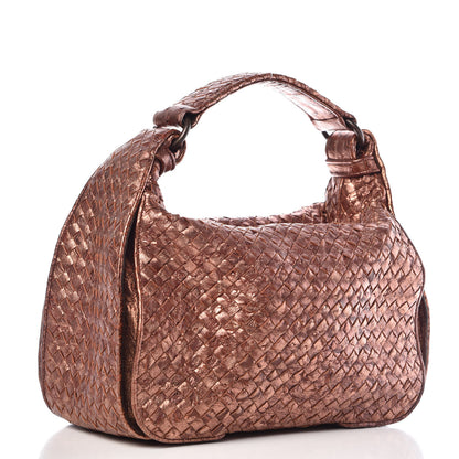 Bottega Veneta Metallic Ostrich Intrecciato Hobo Copper 3 of 15