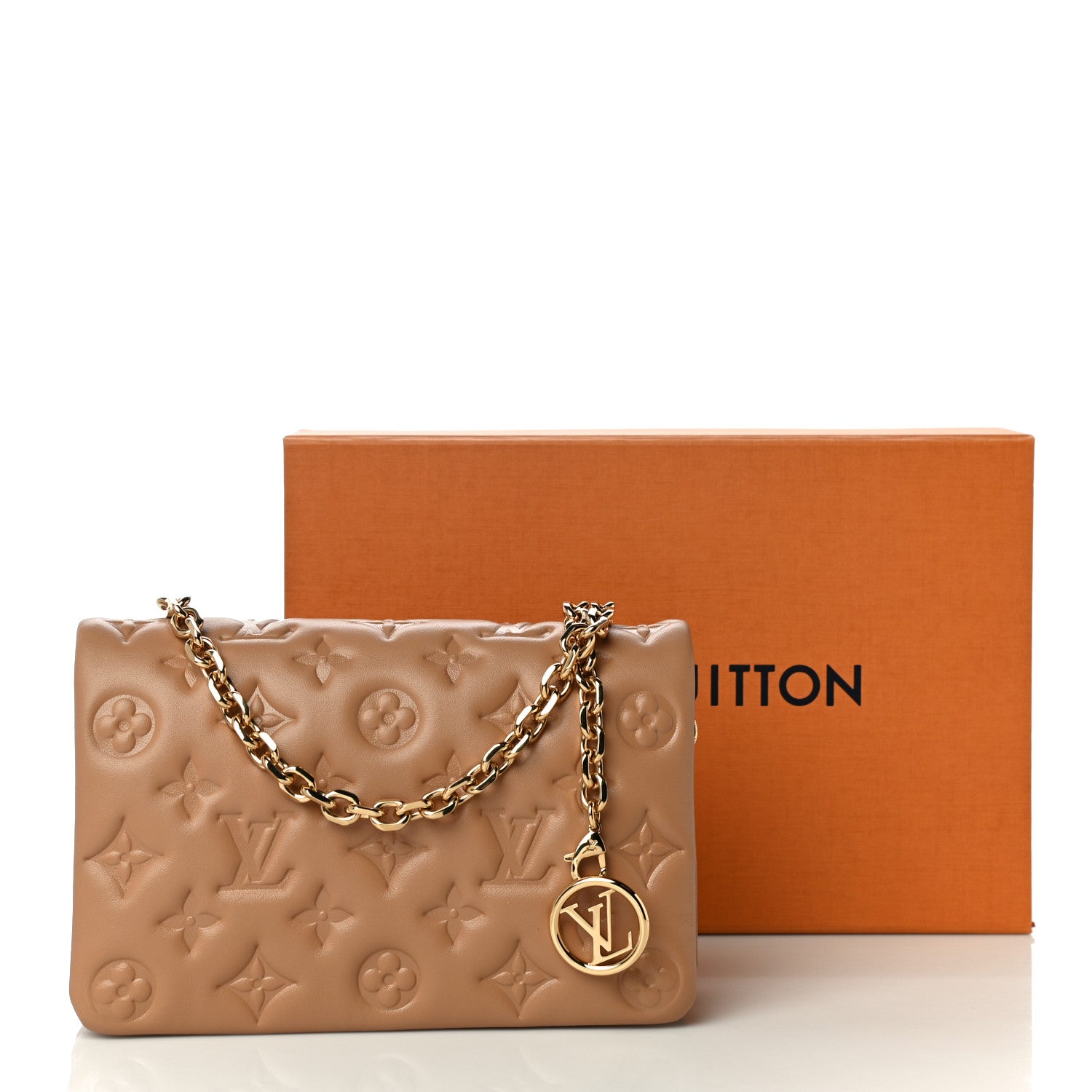 Louis Vuitton Lambskin Embossed Monogram Pochette Coussin Camel 12 of 12