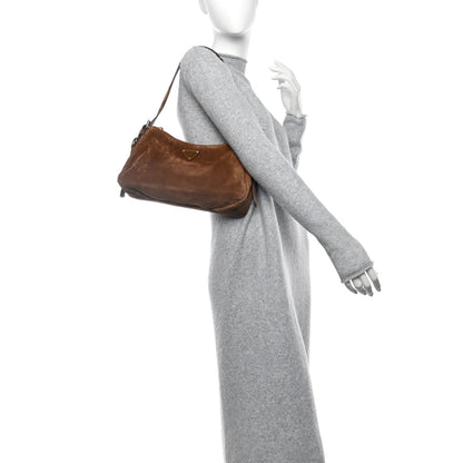 Prada Scamosciato Suede Medium Aimee Shoulder Bag Cacao 2 of 9