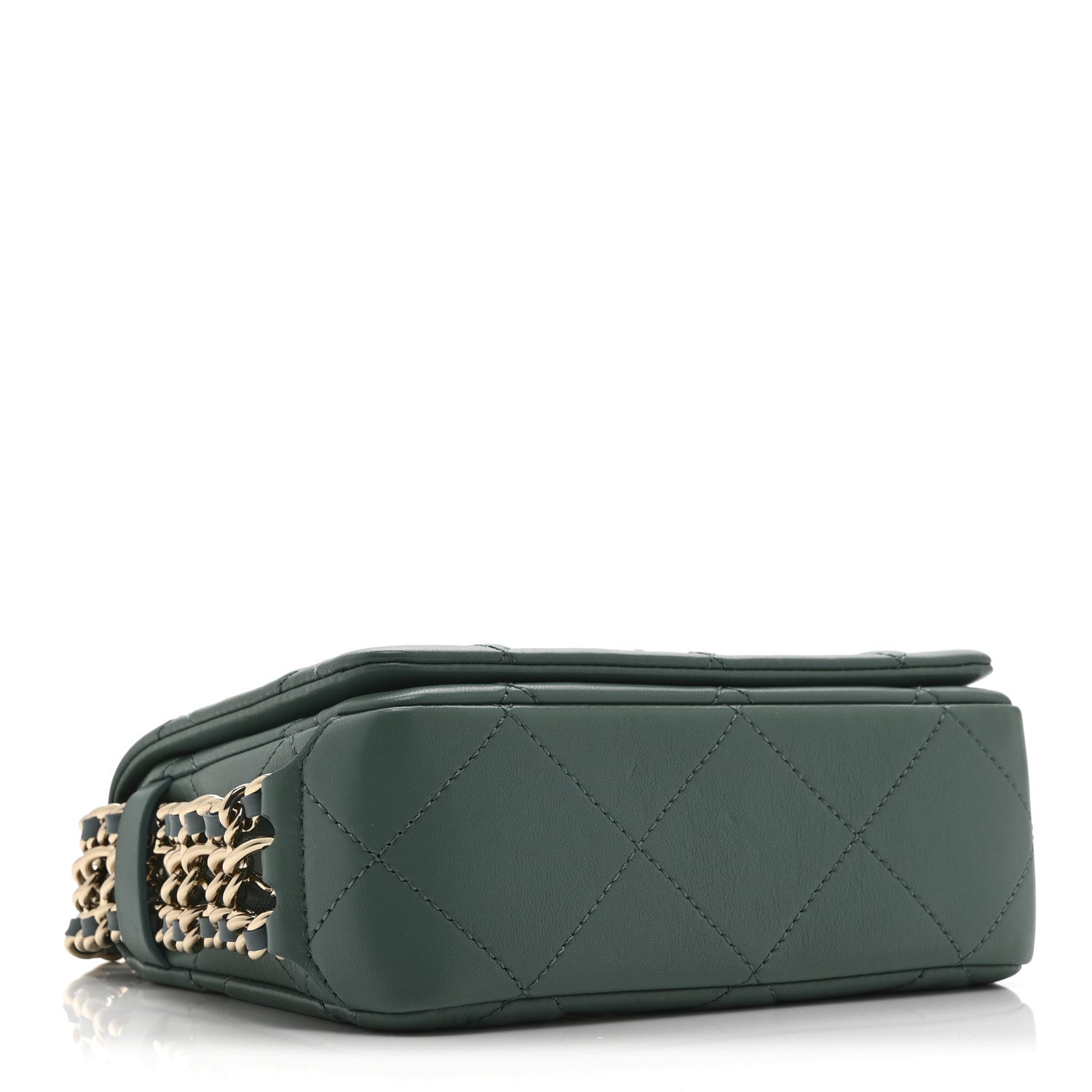 Chanel Lambskin Quilted Mini Chain Rows Flap  Green 4 of 10