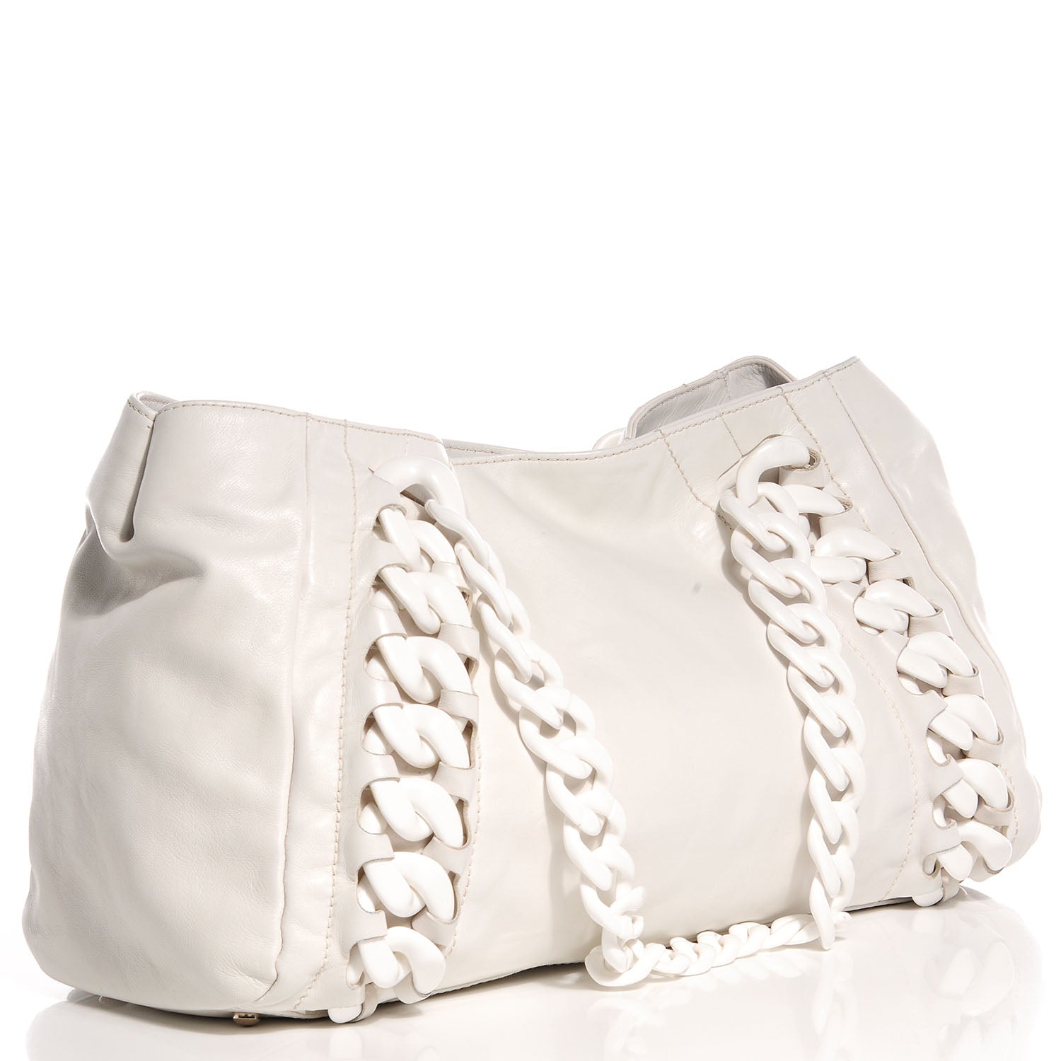 Chanel Calfskin Modern Chain Rhodoid Tote White 3 of 7