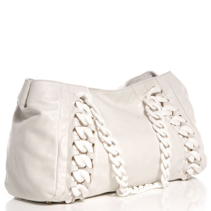 Chanel Calfskin Modern Chain Rhodoid Tote White 3 of 7