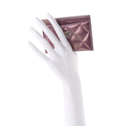 Chanel Iridescent Lambskin Quilted Card Holder Purple 2 of 9