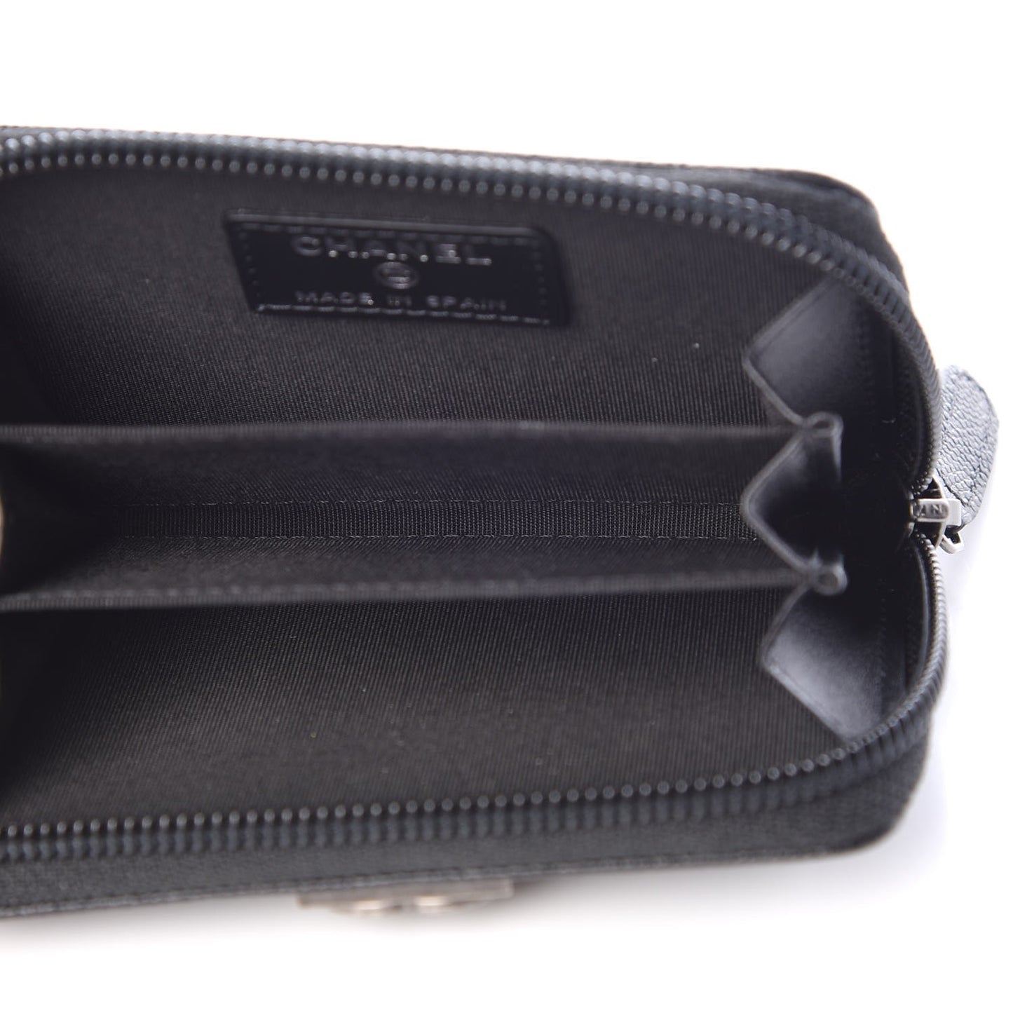 Caviar Quilted Boy Zip Around Coin Purse Wallet Black