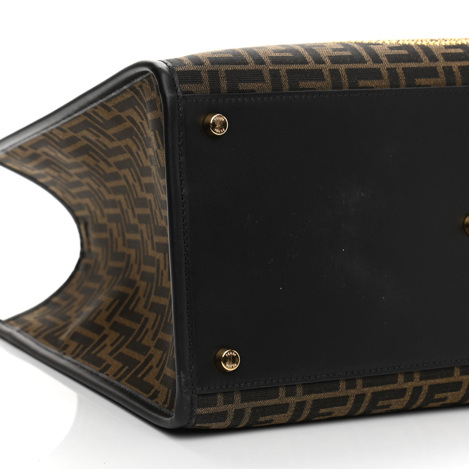 Fendi X VERSACE Fabric Jacquard Calfskin Plexiglass Fendace FF Medusa Studded Large Fendi Sunshine Shopper Tote Marrone Fuxia 9 of 10