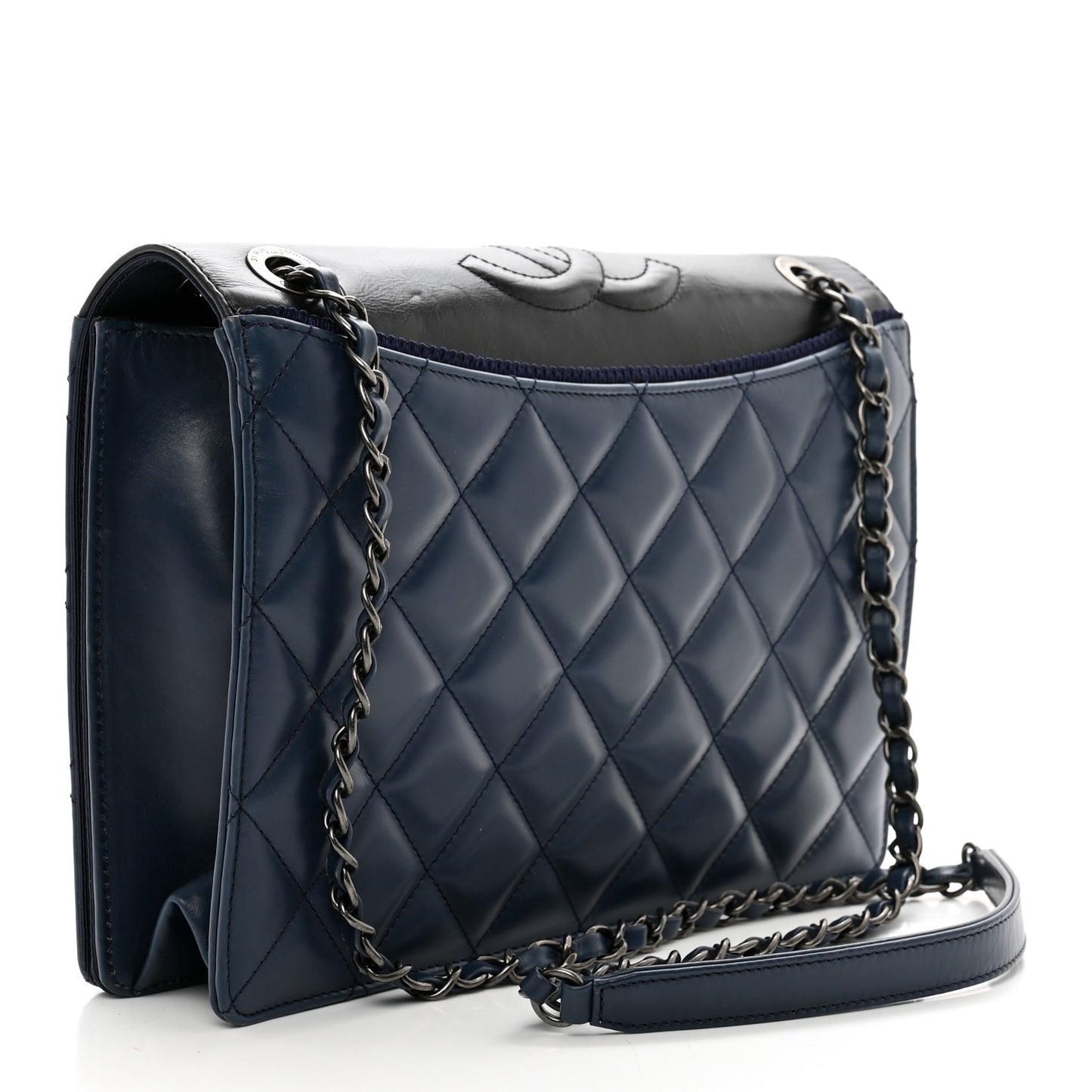 Calfskin Quilted Ballerine Flap Black Blue