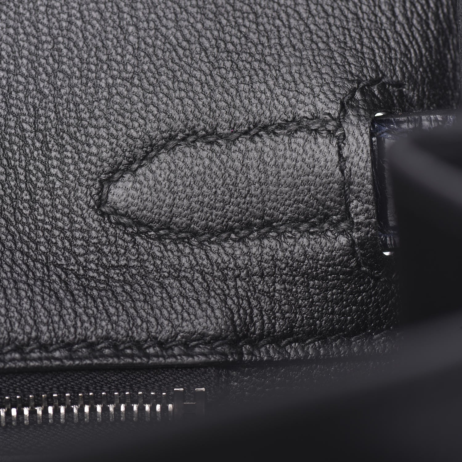 Hermes Taurillon Novillo Shiny Niloticus Crocodile Birkin Touch 30 Black Bleu Marine 21 of 38